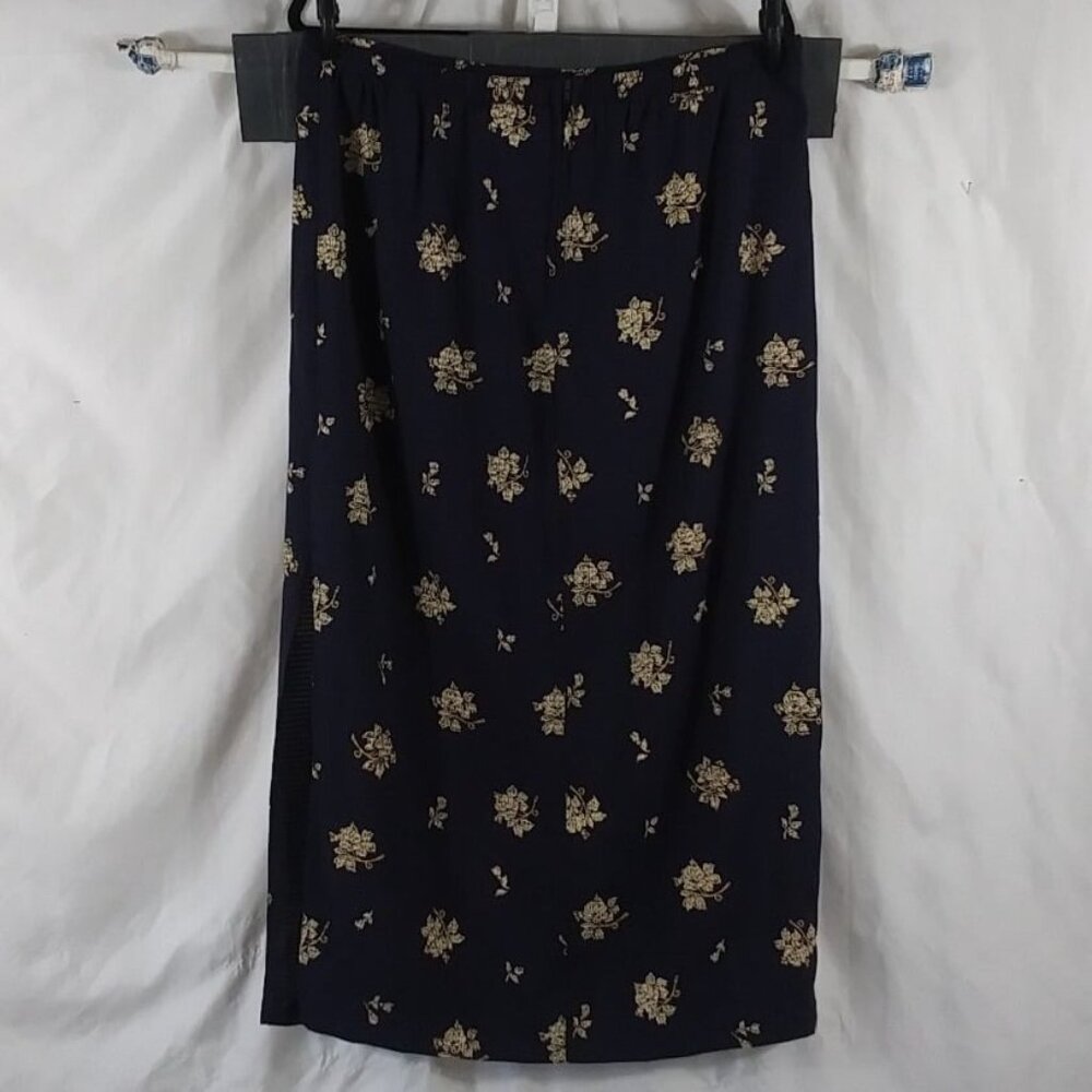 Source Unknown Women's Dark Blue Floral Pencil Knee Length Skirt Size 14 - Picture 2 of 9